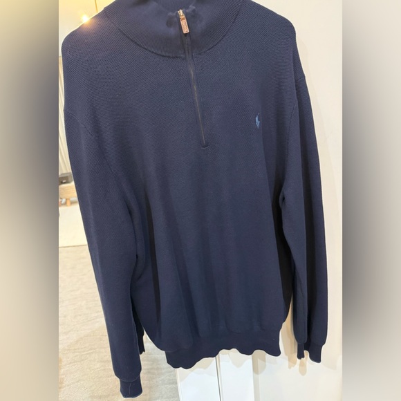Polo Ralph Lauren Men’s Pima Cotton Navy 1/4 Zip Sweater Size XXL - Picture 7 of 9